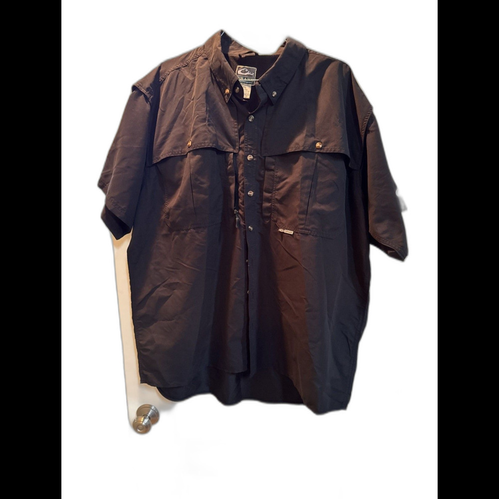 DRAKE WATERFOWL SYSTEMS SHORT SLEEVE VENTED FISHING SHIRT Brown& Gray 2x Combo